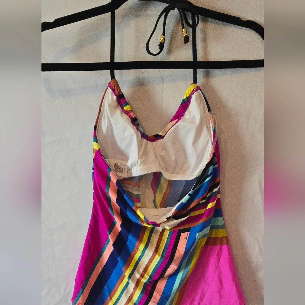 NWT Trina Turk Colorful Halter Tankini Top Size 2